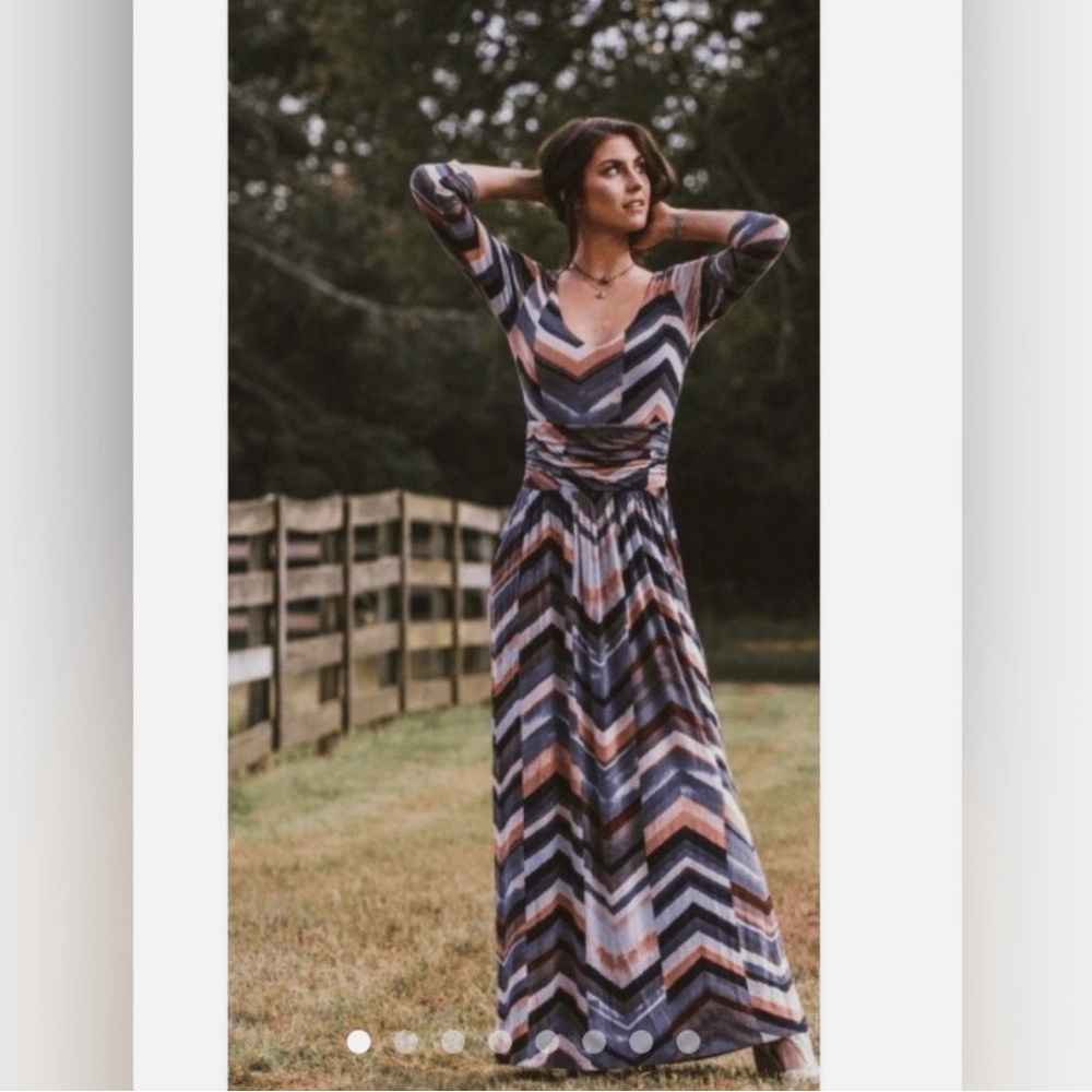 Maeve Multicolor Chevron Maxi Dress - Picture 3 of 11